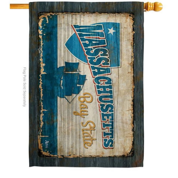 Americana Home & Garden H140966-BO 28 x 40 in. Massachusetts Vintage American State House Flag with Double-Sided Horizontal Decoration Banner Garden Yard Gift