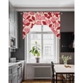 thumbnail image 3 of Red Pink Floral Spring Swag Valances for Windows, Small Curtains Drapes, Blooming Botanical Garden Kitchen Window Curtains Over Sink Rod Pocket Window Treatment Valance for Bedroom/Bathroom 56"x36", 3 of 5