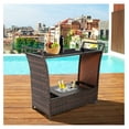 thumbnail image 5 of RELAX4LIFE Outdoor Wicker Bar Cart with Removable Ice bucket, Patio Serving Counter Table with Glass Top & Wheels, Storage Compartments Rattan Rolling Trolley for Pool, Backyard,Porch Wine Cart, Brown, 5 of 9