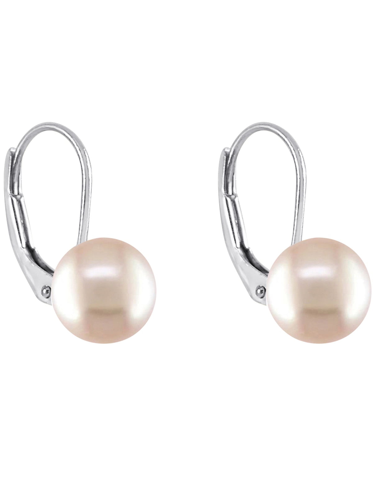 Kezef Pink Pearl Earrings Leverback Silver Genuine Button Freshwater Pearls Cultured 6mm