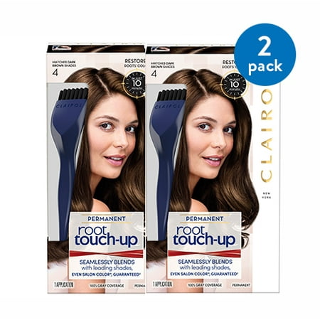 (2 pack) (2 Pack) Clairol Nice 'n Easy Root Touch-Up Permanent Hair Color, Dark Brown, 4