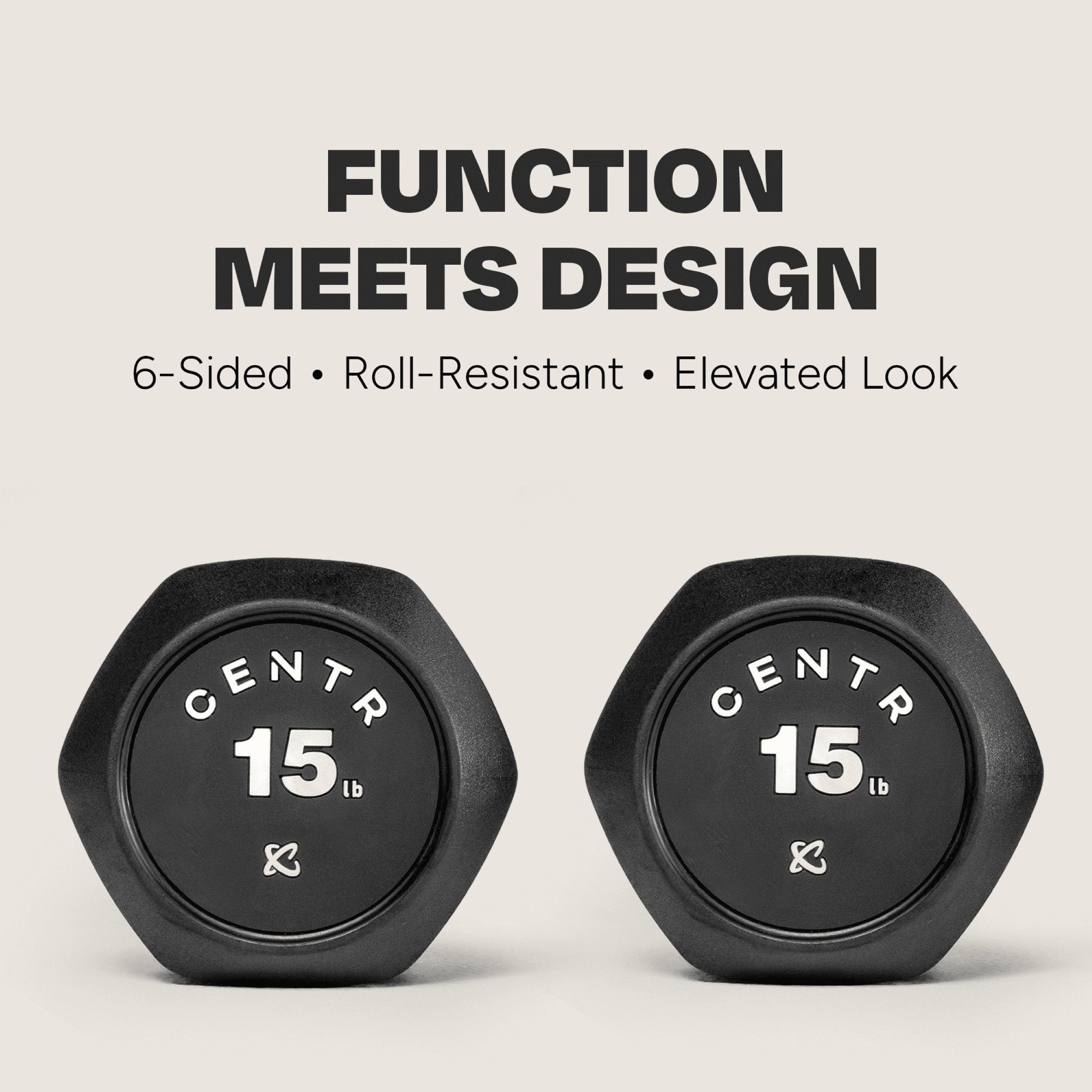 Centr by Chris Hemsworth Rubber and Chrome Single Dumbbell, 15 lb, with 3-month Centr Membership