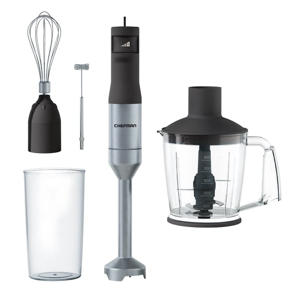 CHEFMAN - Kit de Preparación de Alimentos 4-en-1 con Batidora de Inmersión y Procesador