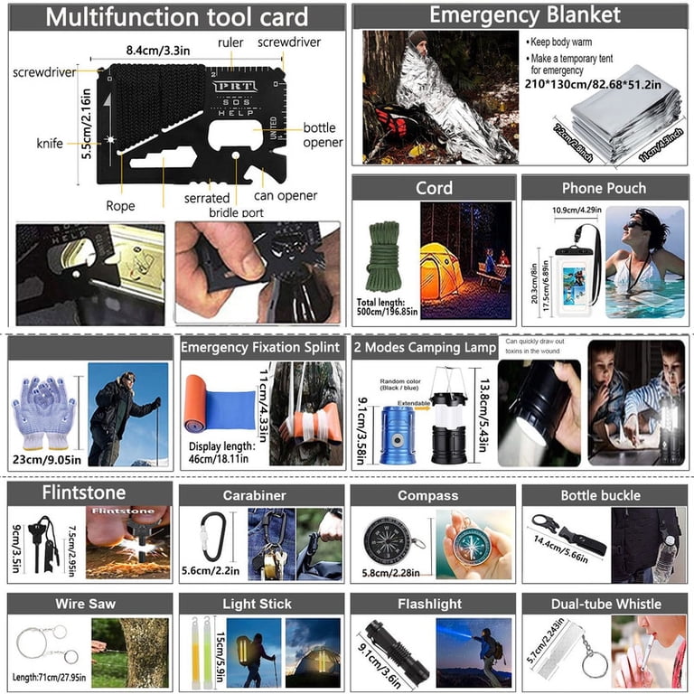 TEIPUERY Survival Kits,289 Pcs Survival Gear Emergency Camping