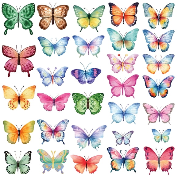 62 Pcs Autocollants Muraux Papillon Autocollants Colorés à Peler et Coller pour Décoration Murale de Fenêtre de Salon Chambre d'Enfants Classe