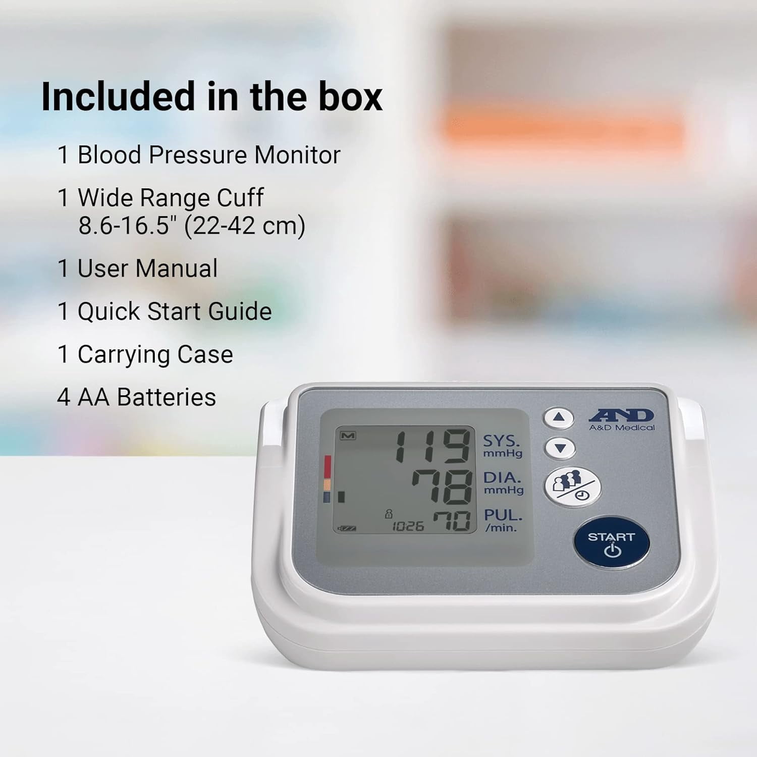 A&D Medical Bluetooth Blood Pressure Monitor, Upper Arm, Wide Cuff, Digital, Heart Rate Detection (UA-767F)