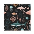 thumbnail image 2 of 20"x20" Satin Dinner Napkin Sharks and Seagrass Pattern Table Napkins for Wedding Birthday Restaurant Party Tableware Decoration 1 Pack, 2 of 6