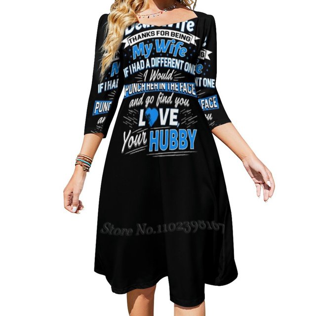 Chère Femme Merci d'Tre Ma Femme Cadeau de Fête des Mères Nœud en Cœur Robe Évasée Design Mode Grande Taille Robe Ample