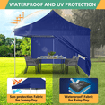 thumbnail image 3 of Hoteel 10x10 Pop Up Canopy Tent with 3 Sidewalls, Commercial Party Tent Ez Waterproof Outdoor Instant Gazebo UV 50+ Event Shelter, Garden Tents for Parties Camping with Sandbags & Cover Bag, Blue, 3 of 10
