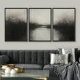 thumbnail image 2 of IDEA4WALL Framed Canvas Print Wall Art Set of 3 Minimalist Black & Gray Abstract Illustration Pastel Hazy Landscape Modern Graffiti Digital Art Zen Cool Relax for Home Decor - Black 16"x24"x3, 2 of 5