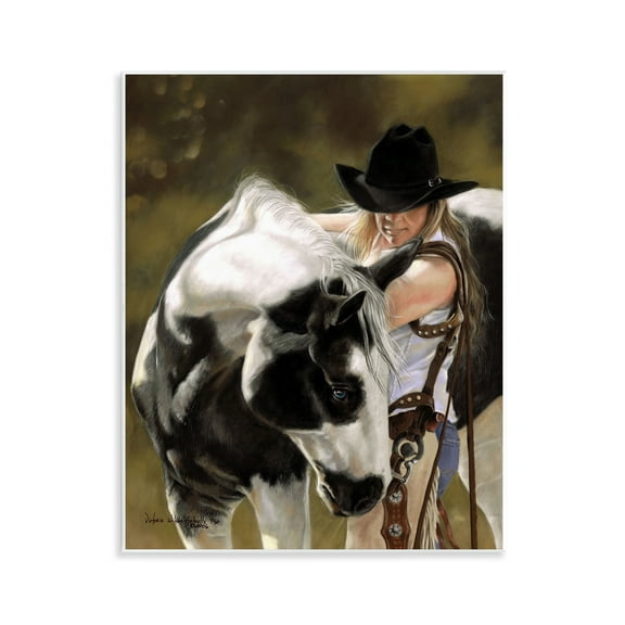 Stupell Industries Cowgirl & Spotted Horse Animals & Insects Painting Unframed Art Print Wall Art, 11 x 14
