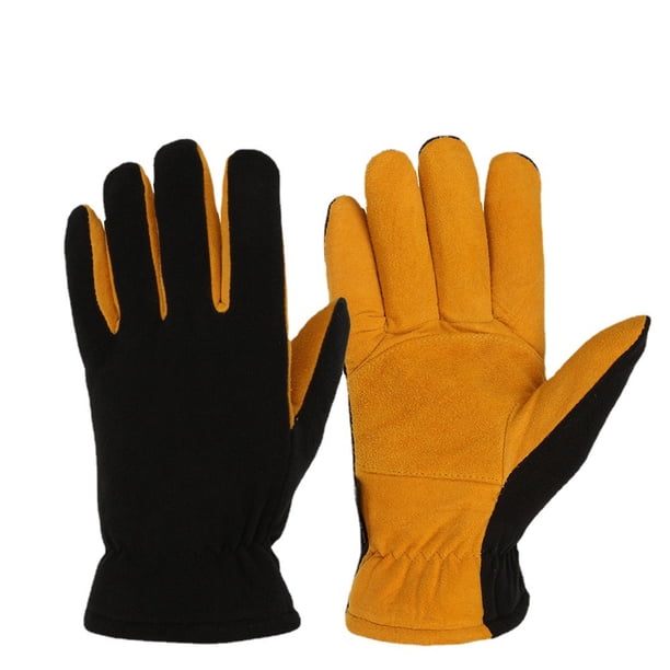 Guantes de invierno para hombres y mujeres, guantes de trabajo térmicos de piel de venado con aislamiento, forro polar cálido de algodón en climas fríos