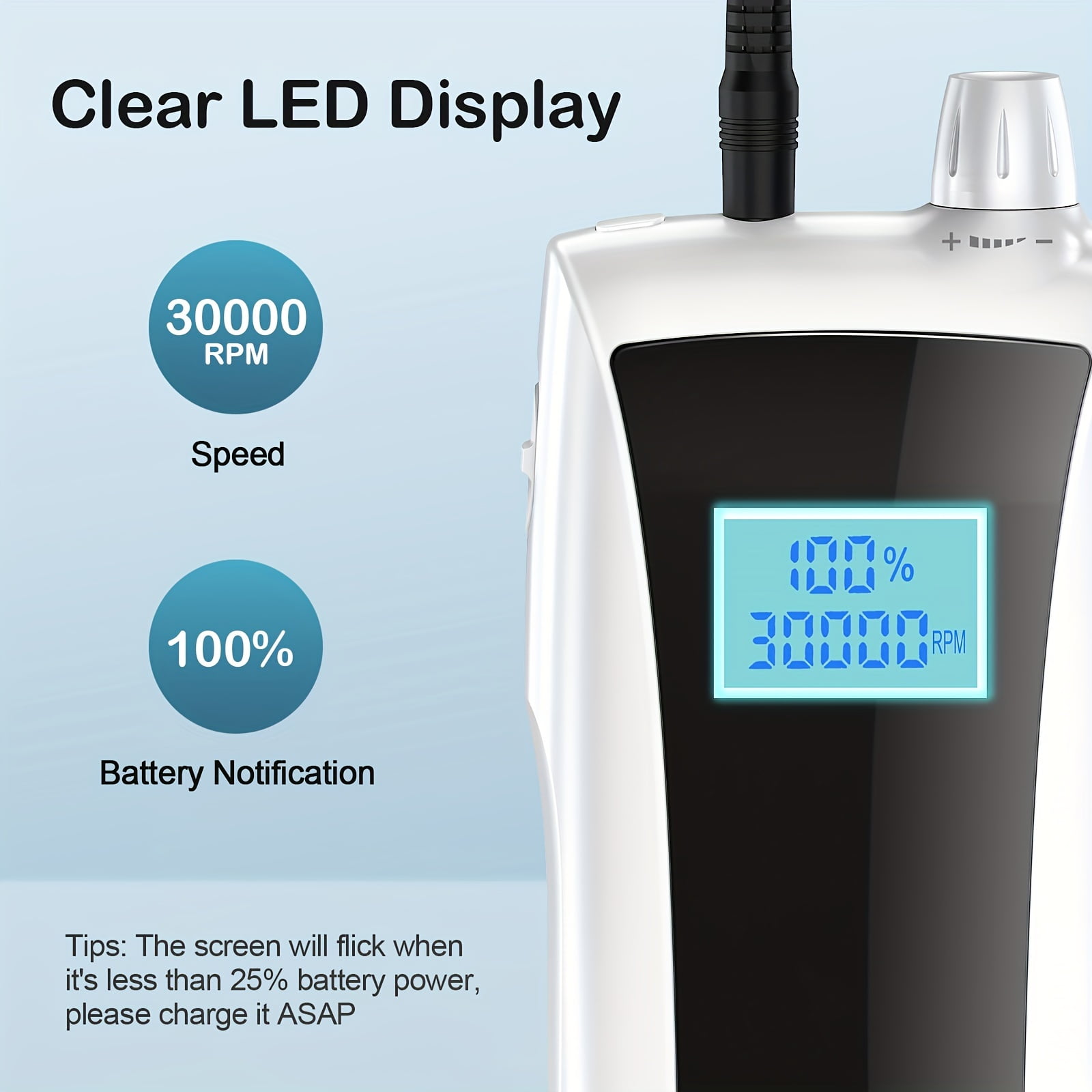 Professional Electric Nail Drill Machine - Portable, Low Noise, Sander File Kit,white