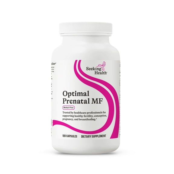 Seeking Health Optimal Prenatal MF - Digestive & Immune Support Supplement for Women - Pregnancy Support Supplement with Folate, Vitamin A, Ginger, & Vitamin B12 - 180 Capsules