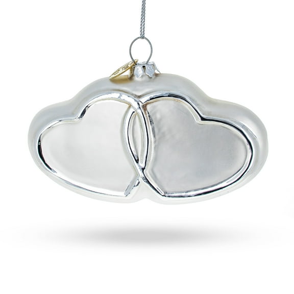Linked Silver Hearts Glass Christmas Ornament