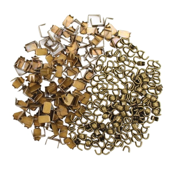 Kit de reparación de cremalleras de 300 piezas, herramienta de costura en forma de U, accesorios de bloqueo de extremo, piezas de reparación en forma de U Bronce