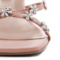 thumbnail image 3 of FSJ Women Crystal Flower Slip on Mules Open Square Toe Spool High Heels Summer Beach Party Slide Shoes Size 8 Nude Pink, 3 of 4