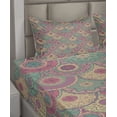 thumbnail image 4 of Ambesonne Colorful Fitted & Top Sheet Set with Shams, Classic Circular Shape, Green Pink, 4 of 5