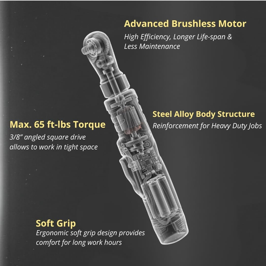Durofix RW1210-32 G12 Series 12V Cordless Li-ion 3/8" 65 ft-lbs. Brushless Ratchet Wrench Tool Kit with 2 Batteries