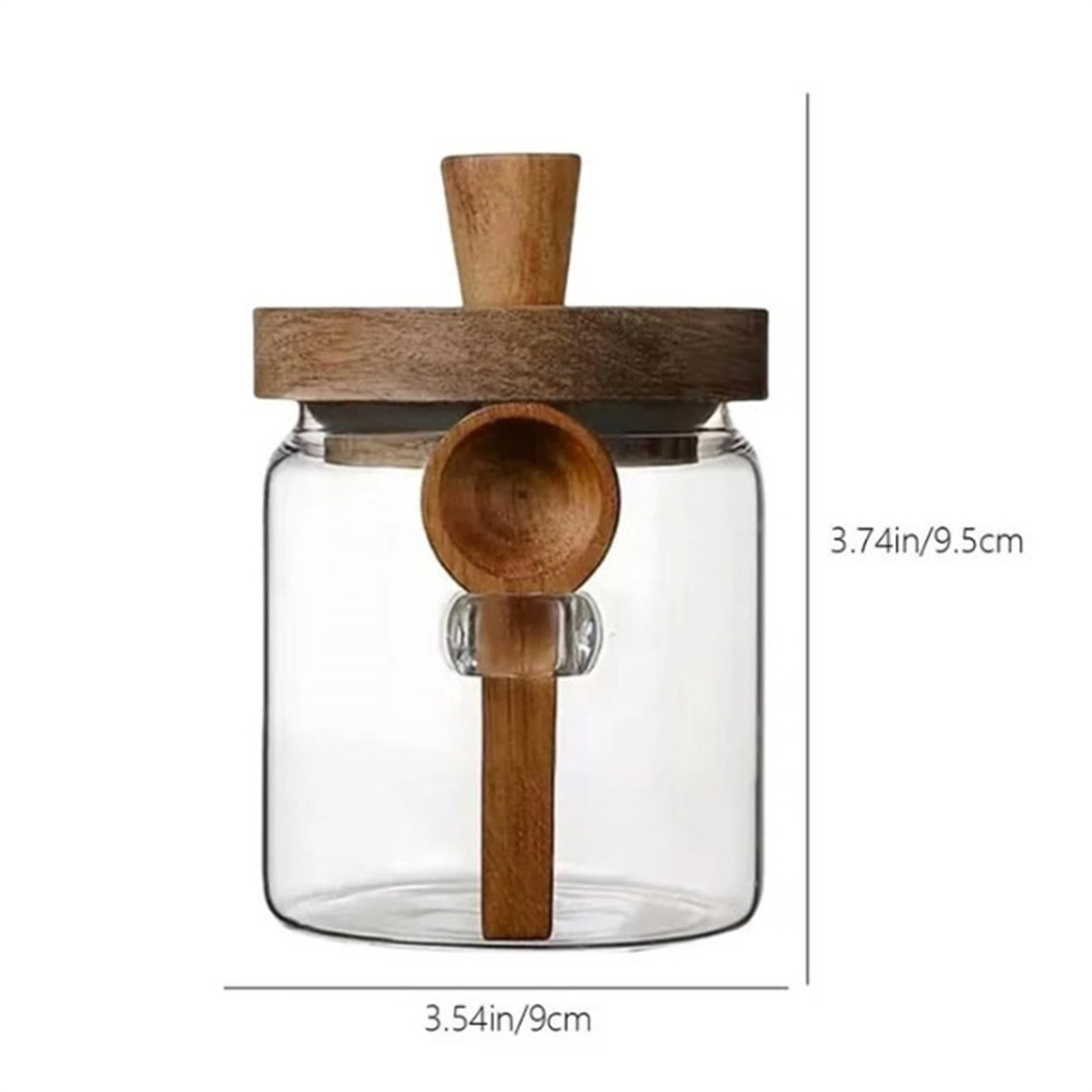 MOPOOR Airtight Glass Food Storage Jars, Clear Glass Food Storage Container with Sealing Wooden Lid, Stackable Spice Jar, Round Kitchen Canister for Sugar, Tea, Coffee bean, Pasta, Oat