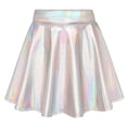 thumbnail image 3 of EnJoCho Girls Metallic Skater Skirt Sparkly Shiny Flared Elastic Waist A-Line Min𝗂 Skort for Girls Solid Trendy Casual Teenage Square Neck Flowy Sundress, 3 of 9