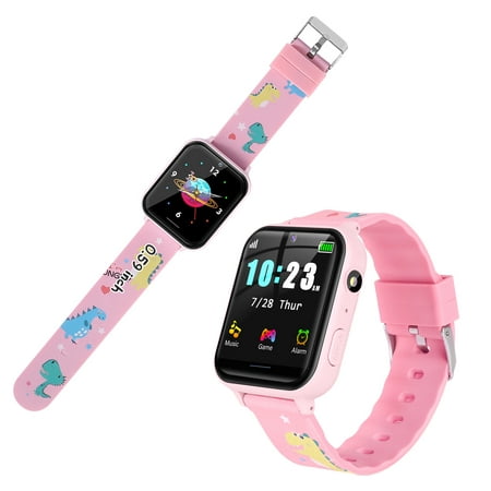 2021 Game Smart Watch for Kids - Smart Watches for Boys Girls Smartwatch Watch Wrist Mobile Camera Cell Phone Best Gift for Girls Children Pink (No GPS)