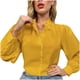 thumbnail image 4 of Mujeres clásico color sólido botón gasa manga larga suelta túnica Tops blusas camisa Pompotops FGAJ13909, 4 of 9