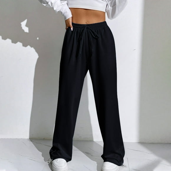zanvin Women Drawstring Sweatpants High Waisted Joggers Cotton Athletic Pants with Pockets,Black,XL