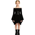 thumbnail image 2 of YUNLIUU Girls Off the Shoulder Pirate Dresses with Sash Two Piece Set Halloween Outfits for Girls,4-5 Years,1-Black, 2 of 8