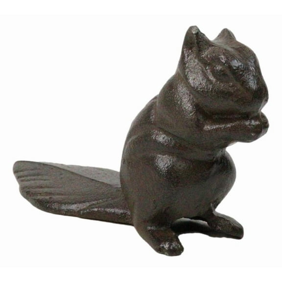Rustic Cast Iron Standing Chipmunk Squirrel with Long Tail Door Stopper Wedge
