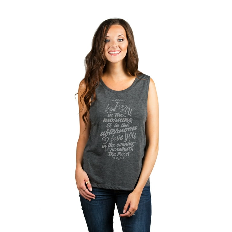 Thread Tank I Love You Always Women's Sleeveless Muscle Tank Top Charcoal  Small 
