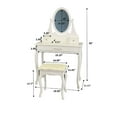 thumbnail image 5 of Viscologic Cherish Oval Shaped Mirror Wooden Jewelry Makeup Vanity Dressing Table Set with Stool (White), 5 of 5