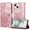 Rosegold, variant on ELEHOLD Case for iPhone 15 Plus, Sunflower Embossed Leather Wallet Case with Magnetic Closure & Kickstand,Rosegold