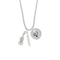 thumbnail image 2 of Delight Jewelry Silvertone Violin and Bow Silvertone Script Initial Disc - V - Charm Necklace, 20"+3", 2 of 4