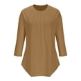thumbnail image 6 of TKLPEHG Long Sleeve Tops for Women Crew Neck Pullover Tops Classic Solid Color Lightweight Fashion Casual Loose Blouse (Khaki,XXL), 6 of 8