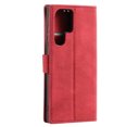 thumbnail image 4 of PU Leather Wallet Case for Samsung Galaxy S24 Ultra, Detachable Wrist Hand Strap Magnetic Folio Purse Cover with Card Holder Flip Kickstand Full Body Shockproof Phone Case for Galaxy S24 Ultra, Red, 4 of 8