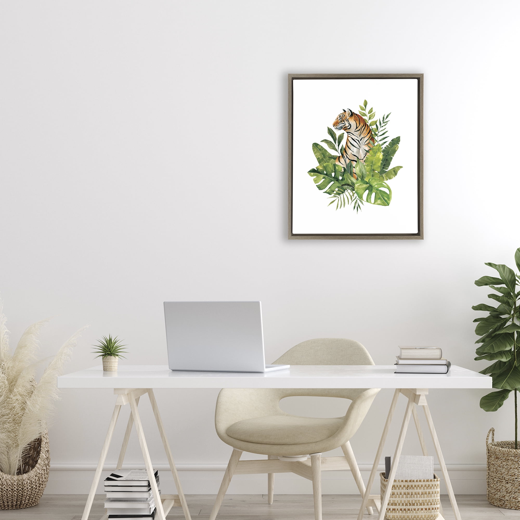 Stupell Industries Exotic Jungle Tiger Brown Framed Floater Canvas Wall Art, design by Bethany Sandoval