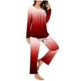 thumbnail image 5 of ibuvkizy Women's Pajama Sets,Women Fashionable and Casual Loose Printed Round Neck Button Up Long Sleeved Pants Pajama Set Red,M, 5 of 7