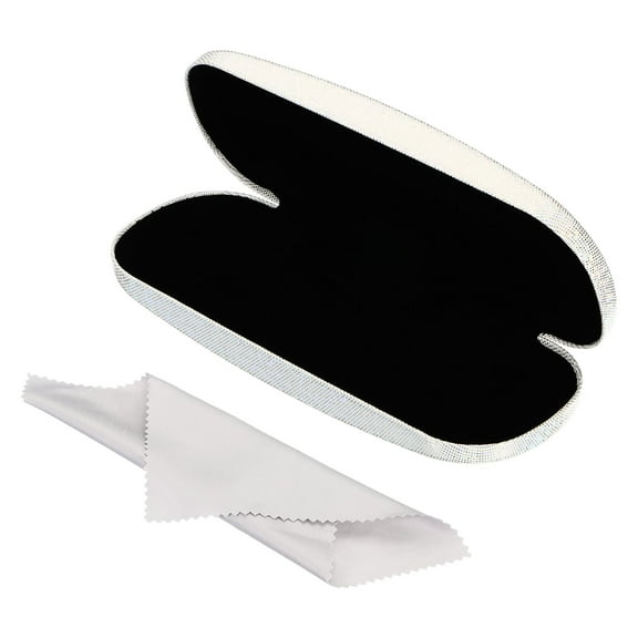 Glasses Case Hard Shell, Eyeglass Case Eye Glasses Case Hard Sparkle for Women Reading Computer Glasses, White