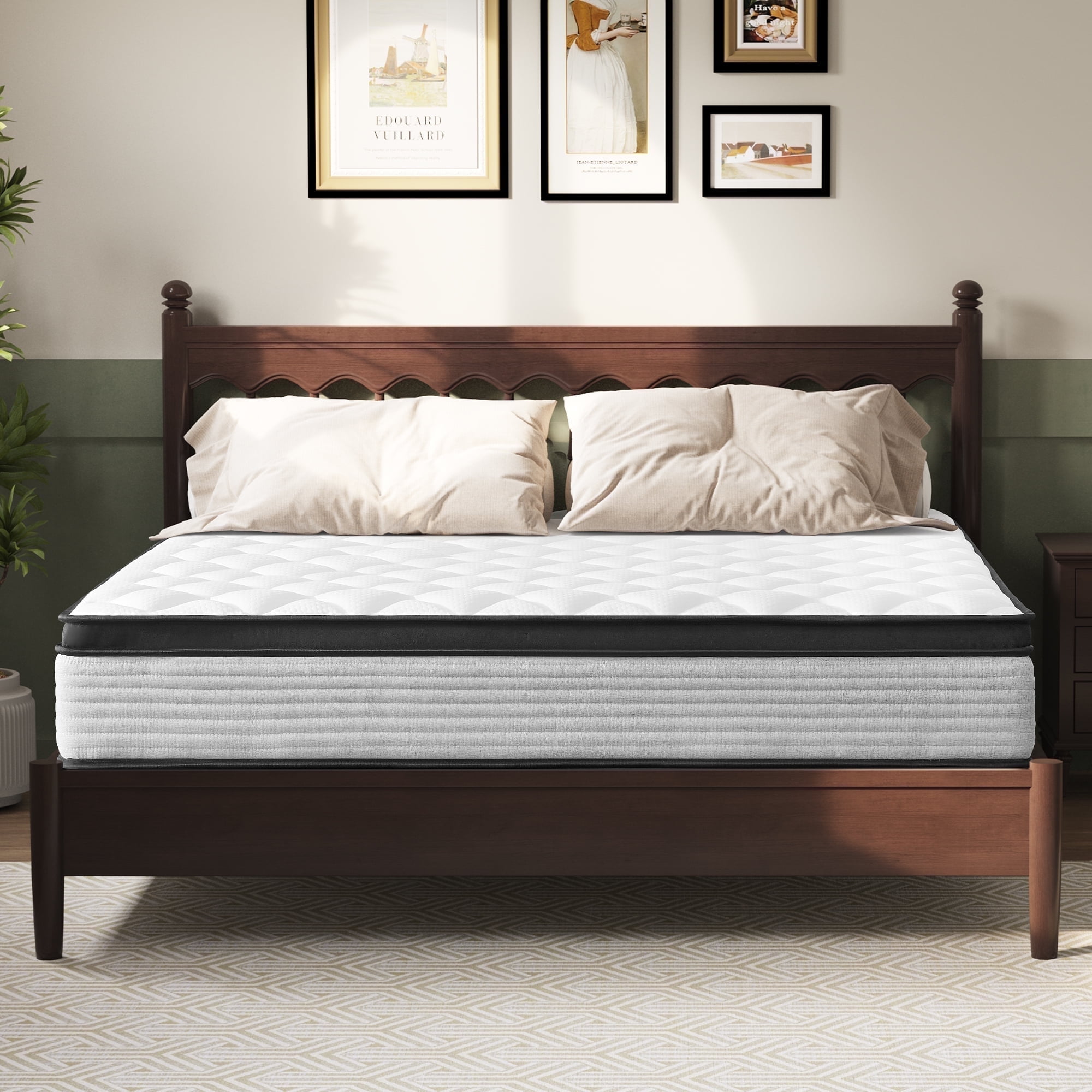 Queen Mattress, JIAVA 12" Soft Hybrid Innerspring Mattress in a Box Pressure Relief