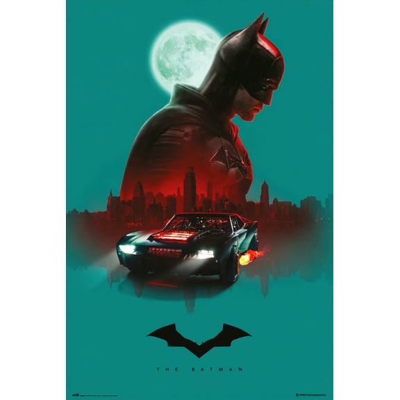 The Batman - Movie Poster (City / Moon / Batmobile / Bat Logo) (Size: 24" x 36")