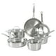 thumbnail image 1 of Sur La Table Kitchen Essentials Chef's Deck - Juego de ollas y sartenes de acero inoxidable no tóxico de 10 piezas con base triplemente encapsulada, apto para inducción, 1 of 5