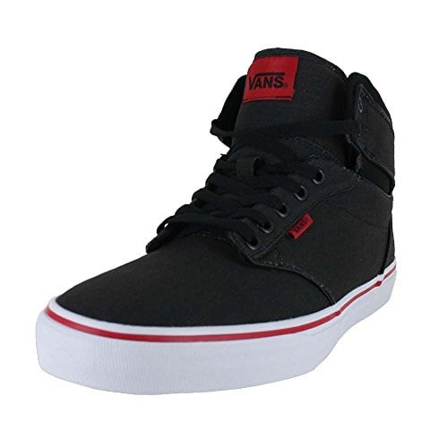 VANS MENS ATWOOD HI SHOES ROCK TEXTILE BLACK RED SIZE 7.5