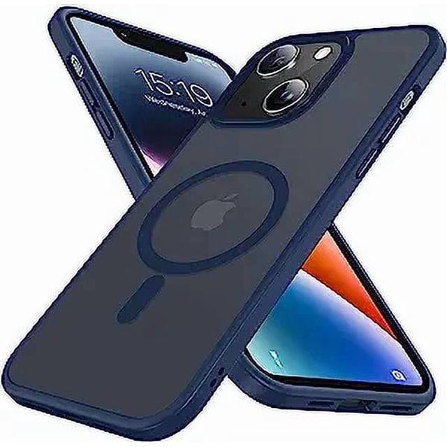 Entronix Funda Resistente y Magnética Compatible con iPhone 14 Pro: Protección Mate a Prueba de Golpes con Bordes Reforzados, Color Azul Marino