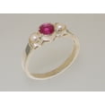 thumbnail image 2 of LBG British Made 925 Sterling Silver Natural Ruby & Cultured Pearl Womens Trilogy Ring - 33 size options, 2 of 7
