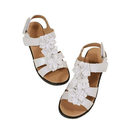 

Lhked Slippers Casual Women s Shoes Roman Casual Wedges Flower Sandals Summer Comfort Sandals Mother s Day Gifts& White