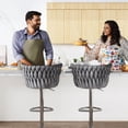 thumbnail image 3 of Lamerge Velvet Bar Stool Set of 4, Counter Height Barstools Adjustable Kitchen Island Chairs, Swivel Bar Stools Upholstered Bar Chairs Counter Stool Armless Chairs with Back & Footrest, Grey, 3 of 7