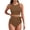 Dark Brown, variant on Women High Waisted Bikini Set Racerback Swimsuit Two Piece Bathing Suit High Neck Swimwear Wine Red L