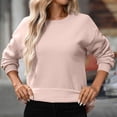 thumbnail image 4 of Women's Oversized Crewneck Sweatshirt Long Sleeve Fleece Pullover Fall Fashion Casual Tunic Top with Pocket No Hood, 4 of 7