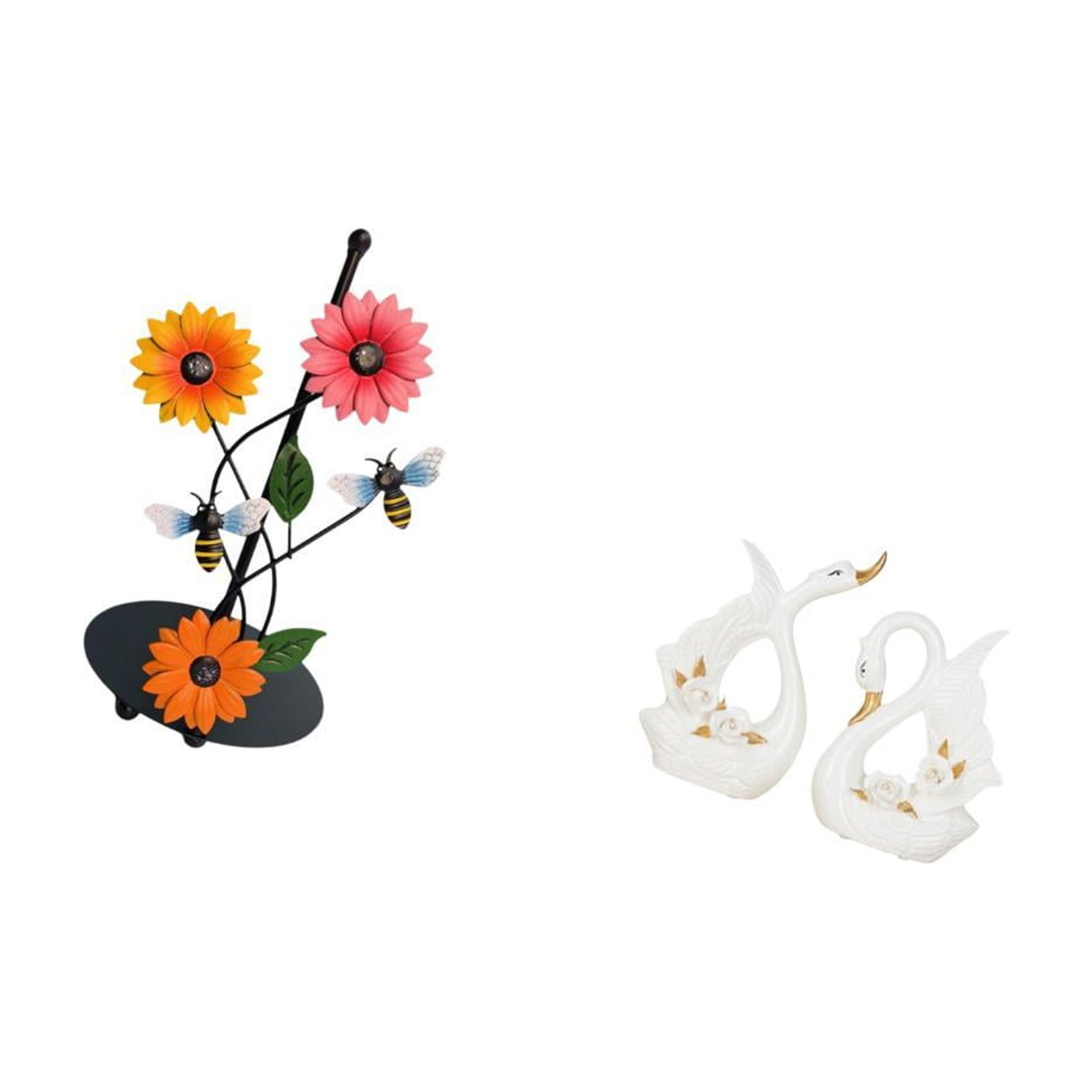 Fiocias Toilet Paper Holder Paper Towel Holder Countertop Swan Statues Ceramic Swan Table Sculpture Elegant Porcelain Swan Figure Suitable for Kitch